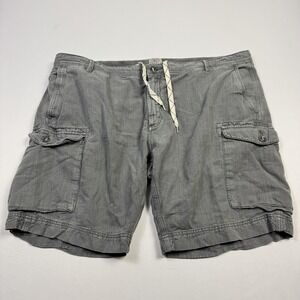 Faherty Brand Cargo Shorts Mens 40 Gray Linen Cotton Utility Pockets Drawstring